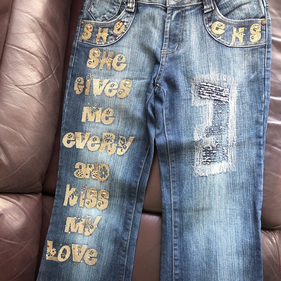 Fancy Indigo Blue Stone washed, boot cut, stretch, low rise, women’s jeans. - Picture 5 of 13